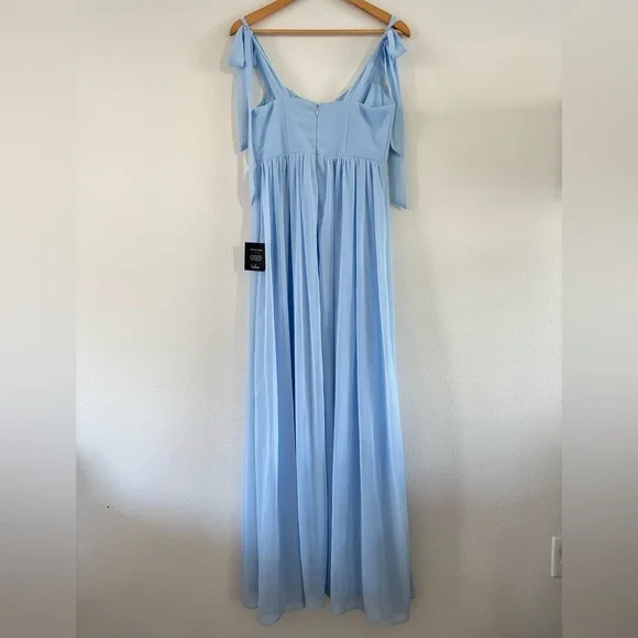 NWT LULU's Chiffon Maxi Big Sexy Side Slit Dress Wedding Bridesmaid Formal Prom - Picture 10 of 12